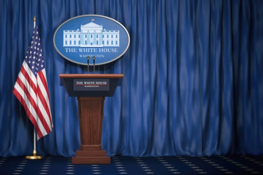Speaking podium at the white house